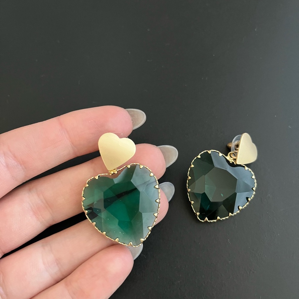 Emerald Heart Statement Earrings